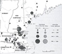 Carte des populations franco-américaines en 1900.