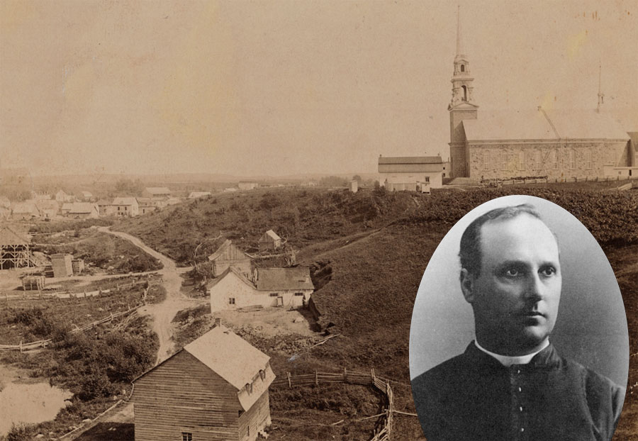 Hébertville vers 1885 et l’abbé Delamarre, premier enfant de la paroisse devenu prêtre Hébertville vers 1885 et l’abbé Delamarre, premier enfant de la paroisse devenu prêtre