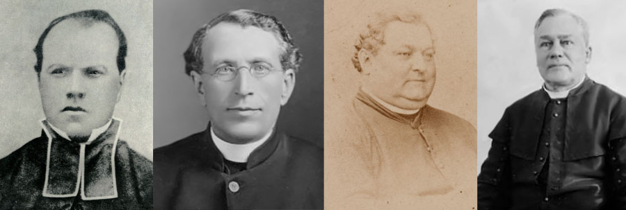 De gauche à droite : Le curé Lafrance, le Père Philias Bourgeois, l’Abbé Hubert Girroir, le Père Stanislas Doucet De gauche à droite : Le curé Lafrance, le Père Philias Bourgeois, l’Abbé Hubert Girroir, le Père Stanislas Doucet